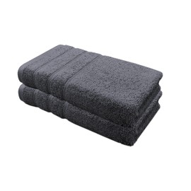 Premium Cotton - Grey Hand Towels 100% Soft Ring Spun Cotton 50 x 85 cm Hotel Quality Thick Absorbent (Charcoal Grey, 2)