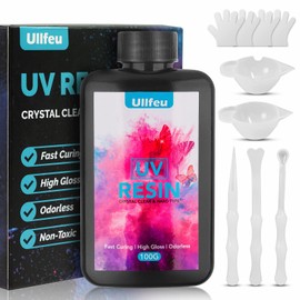 UV Resin Crystal Clear Hard - 100g High Gloss UV Epoxy Resin, Fast Curing, No Bubbles, Low Odor Resina UV Ultraviolet Curing Transparent UV Cure Resin for Jewelry Making DIY Craft