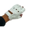 Men's Lightweight White Leather Fingerless Gloves Bikers Protective Rockers Glove