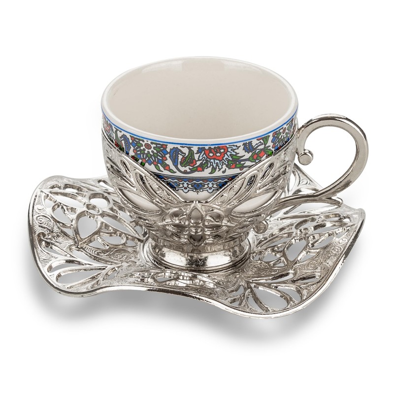 Alisveristime Turkish Coffee Set for Six, 6 Topkapi Design Porcelain