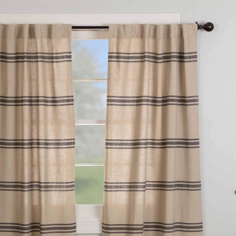 Piper Classics Mill House Stripe Black Panel Panel Curtains, Set