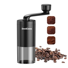 DeeKleen Manual Conical Burr Coffee Grinder, Ceramic Mill, Hand Crank,Portable,Perfect for Espresso maker at home,Travel,Camping,Internal Adjustable Setting, Visible Powder Bin