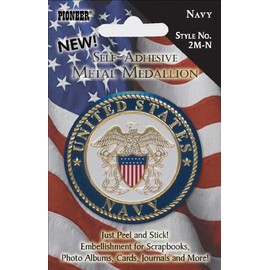 Military Self-Adhesive Metal Medallion 2"-Navy