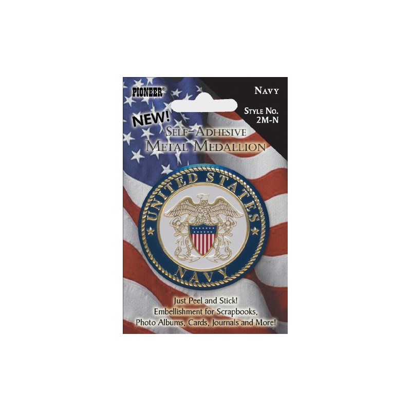 Military Self-Adhesive Metal Medallion 2"-Navy