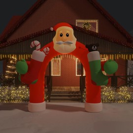 Udorich Eye-Catching Inflatable Christmas Arch Gate with LED Lights, Easy Setup, Weather-Resistant Fabric, 126" Height