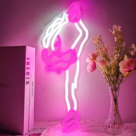 Figure Skating Neon Sign for Wall Decor Ice Skating Dimmable Neon Led Sign Theme Party Decorations Girl Figure Skater Neon Light Sign for Club Store Birthday Party Supplies Gift