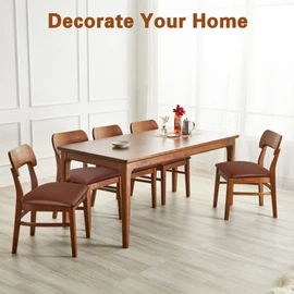 WUSOUPU Leather Seat Covers for Dining Chairs Waterproof Chair Seat Covers Set of 4 Oilproof & Wipeable Kitchen Chair Seat Covers Protector with Buckle Strap (Coffee, 4 Pcs)