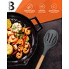 Large Silicone Cooking Spoons, 2 Pack Nonstick Solid and Slotted