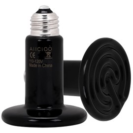 Aiicioo 75W Black Ceramic Heat Emitter 2Pack No Light Heat Bulb for Reptile Emitting Heat Lamp Bulb for Bearded Dragon Lizard Tortoise Turtle Snake Brooder Coop