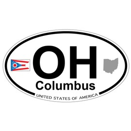 US Decal, Inc. Columbus, Ohio Oval Sticker with State Flag