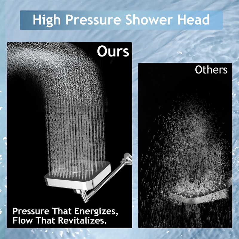 FEELSO High Pressure Rain Shower Head with handheld combo,11" Extension