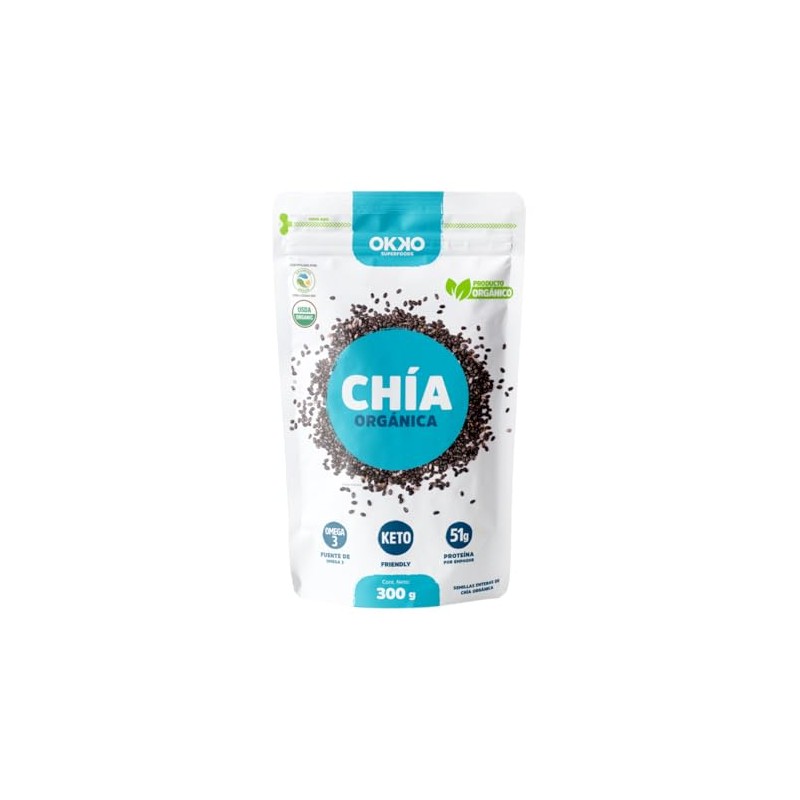 OKKO Semillas de Chía Orgánica, 300 g | Fuente de