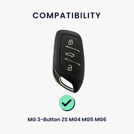 kwmobile Leather Key Cover Compatible with MG 3-Button ZS MG4 MG5 MG6 Key Cover - Genuine Leather - Black