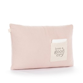 DEMDACO Love A Good Cry Tissue Holder Pocket 18 x 12 inch Soft Knit Cotton Polyester Blend Comfort Plush Throw Pillow, Rose Pink