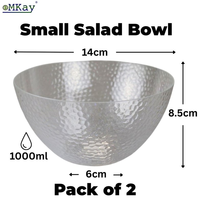 eMKay® Pack of 2 Small 1L Reusable Plastic Serving Bowls