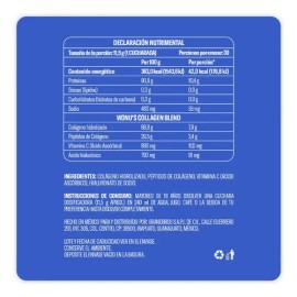 Colágeno Hidrolizado I Wonu I 345g I 30 Servicios I Sabor Natural I Con Ácido Hiluronico Y Vitamina I Sin Azúcar                                      