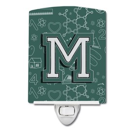 Caroline's Treasures CJ2010-MCNL Letter M Back to School Initial Ceramic Night Light Compact, UL-Certified, Ideal for Bedroom, Bathroom, Nursery, Hallway, Kitchen, 6x4x3, Multicolor