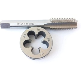 HUAZHICHUN 1PC 3/4-10 UNC Tap + 1PC 3/4-10 UNC Die, HSS Tap and Die Set Right Hand Tap