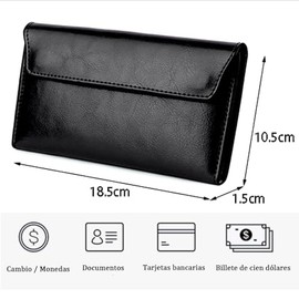 Lumbor37 Carteras de Moda para Mujer Billetera de Cuero PU de Grano Monedero de Gran Capacidad con Cremallera Carteras con Múltiples Tarjetas la Mejor Opción para Regalos (Negro)