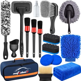 AUTODECO Car Detailing Kit, Car Detailing Brush Set, Bendable Car Wheel Rim Cleaner Brush Set, Car Detailing Brushes, Car Wash Cleaning Tools Kit for Interior, Exterior, Wheels, Blue
