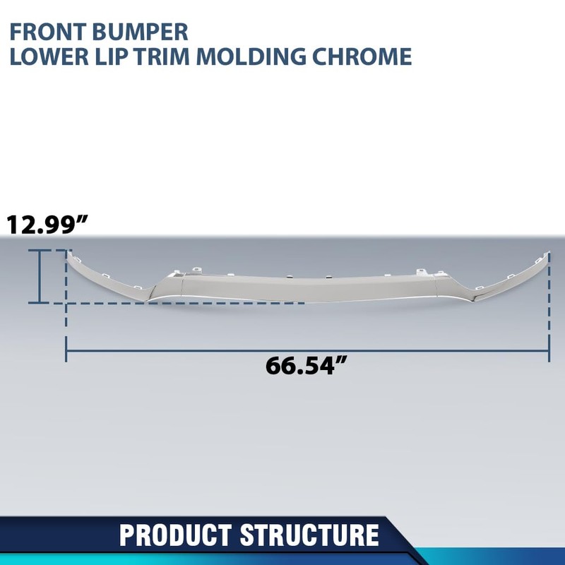 PIT66 Front Bumper Lower Lip Trim Molding Chrome Compatible with