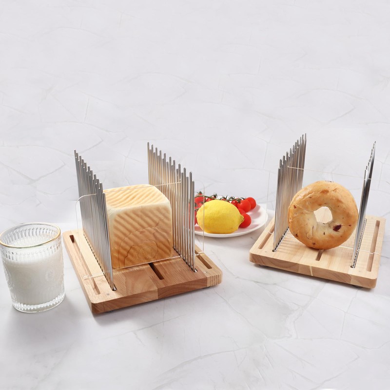Bread Slicer, Stainless Steel Bread Slicer for Homemade Bread,Adjustable Bread