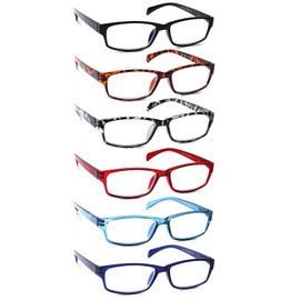 JOSCHOO Computer Reading Glasses for Women and Men 6 Pack Blue Light Blocking Spring Hinge Readers (Mix Color-2, 2.00)Medium