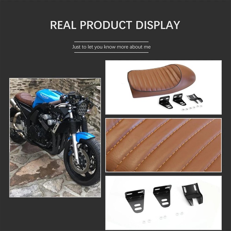 Dreamizer Motorcycle Retro Brown Cafe Racer Seat Hump Saddle For