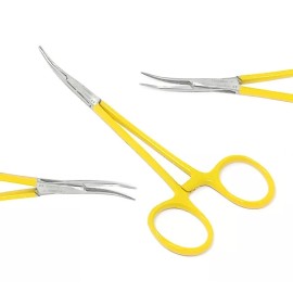 Unbranded  Premium Mosquito Hemostat Forceps 5"Curved "Fine" Locking Handle "Yellow" Color