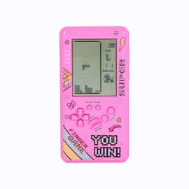 CZT Large Screen Block Game Console with 23 Games x 99 Modes Handheld Console Children's Console Retro Video Games Adjustable Difficulty Indoor Toy Outdoor Puzzle Toy (Pink)