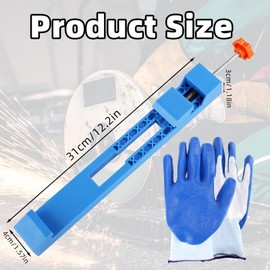 Lyreh Adjustable Cutting Machine Guide, Plastic Circular Saw Milling Guide with Gloves Blue Electric Circular Saw Milling Positioning Clamp for Cutting Tasks