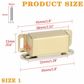 Alise Gold Cabinet Magnetic Catch,Door Catch with Strong Magnetic for Cabinet,Closet Doors Catches Closer Latches Hardware,Stainless Steel Catches for Cupboard Drawer Kitchen Wardrobe,Pack of 4
