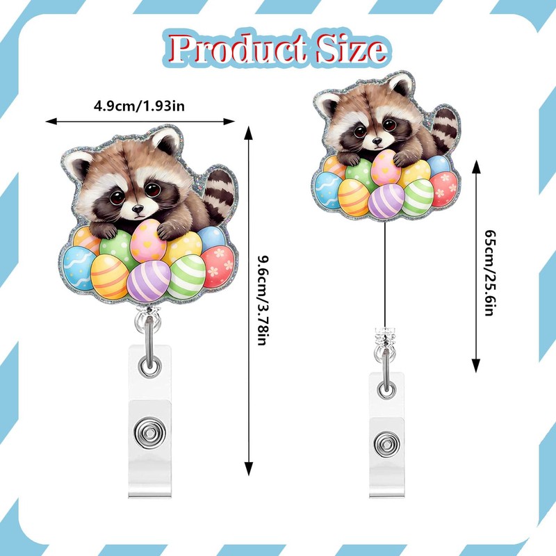 Easter Badge Reel Cute Raccoon Acrylic Badge for ID Card