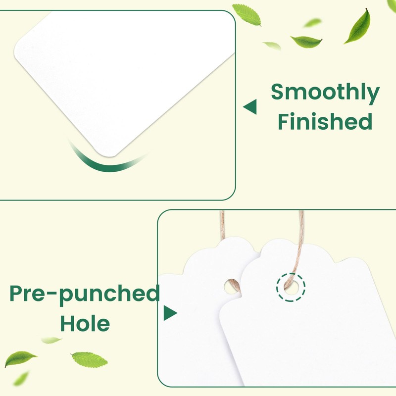 SallyFashion 200PCS Gift Tags, 2.8×1.7 Inch Hang Tags with String