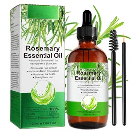 Rosemary Oil for Hair Growth 120 ml, Rosemary Essential Oil for Eyelashs, Eyebrows, Face, Skin Care, Body Massage, Aromatherapy, Hair Loss Treatment, Nourishes The Scalp, Improve Blood Circulation