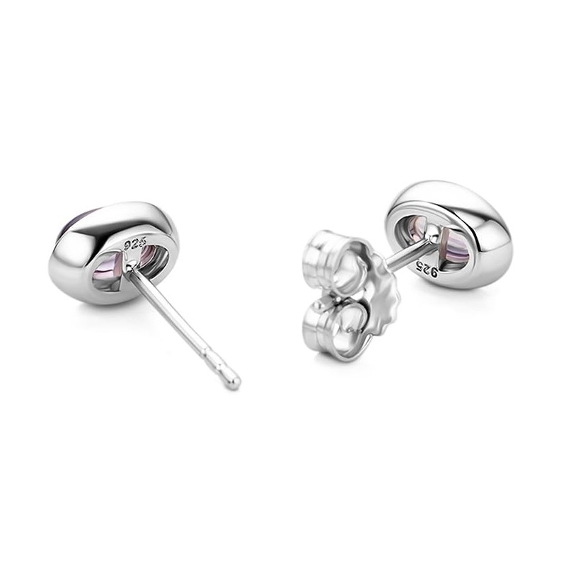 Orovi Violet Purple Amethyst Crystal Silver Stud Earrings - 4