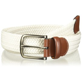 Perry Men's Woven Belt with Stretch Leather-Trim Fabric