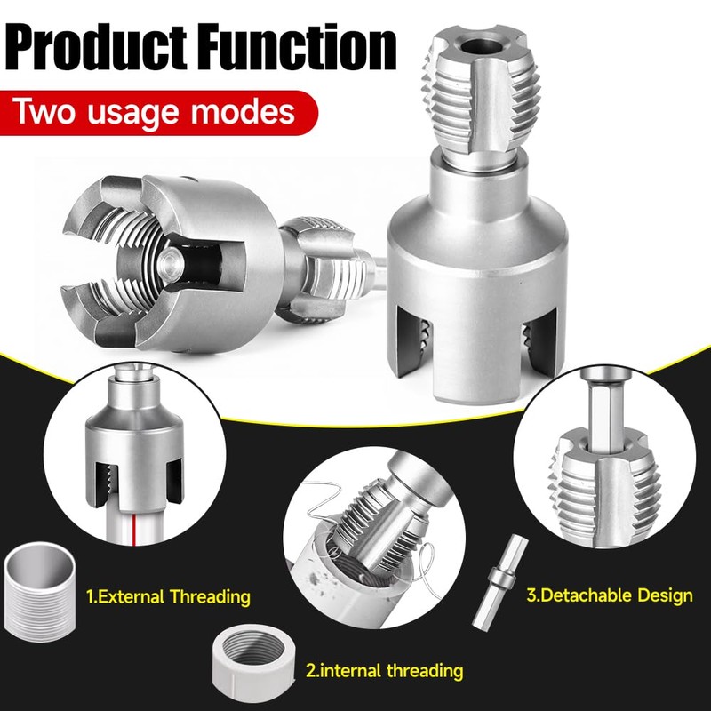 ACFAN Pipe Threading Tool for Internal & External Threads Dual