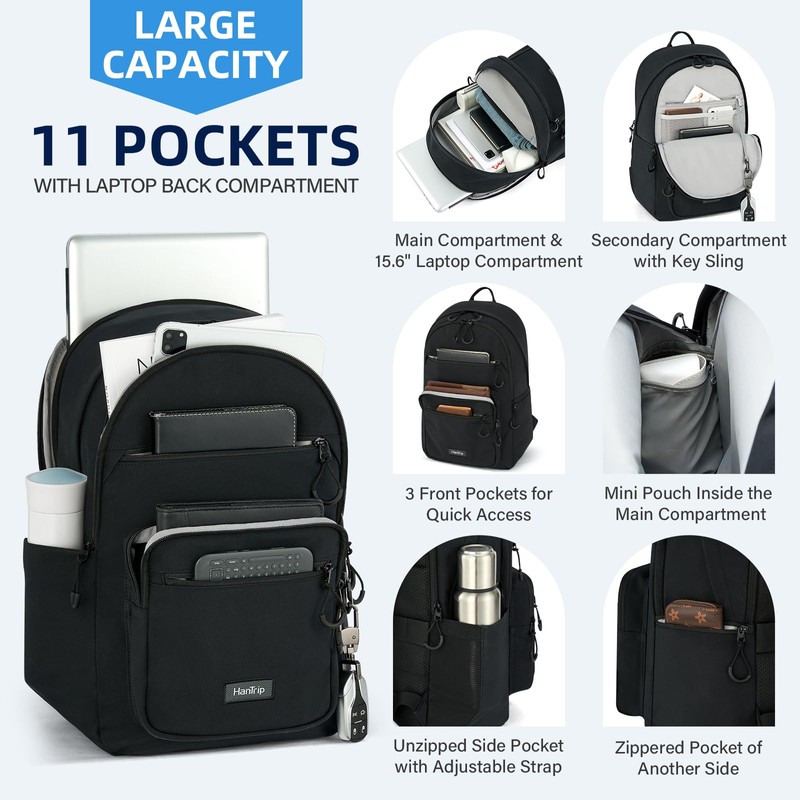 HanTrip Carry On Travel Backpack For Women, 18 Inch Water