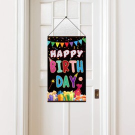 Tatuo Colorful Happy Birthday Sign Birthday Door Hanging Happy Birthday Hanger Birthday Door Banner Wall Decorations Bday Shower Party Supplies Favors for Kids Girls Boys