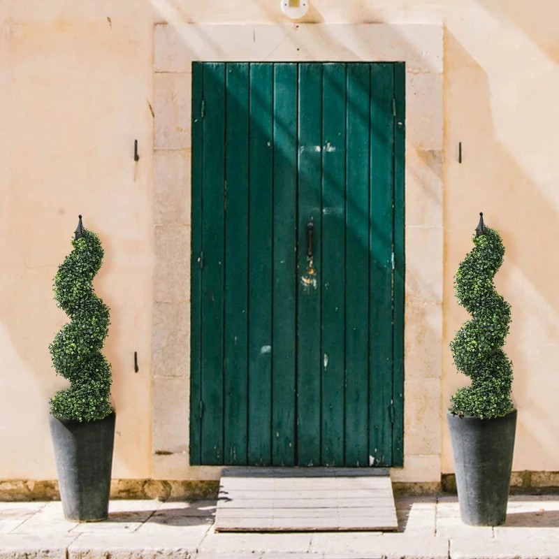 Lvydec 2 Pack Artificial Boxwood Topiary Tree, 3ft Topiary Plants