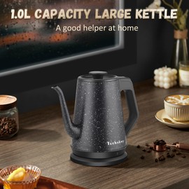 1l Electric Kettle 1000w, Quick Heat-Up In 3 Min, Black Stainless Steel Kettle With Star Design (Bpa-Free), Automatic Shut-Off, Compact For Office/Travel/Kitchen