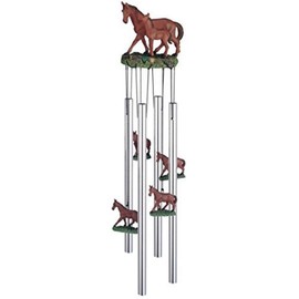 StealStreet SS-G-41939 Wind Chime Round Top Horse with Foal Hanging Garden Porch Decoration