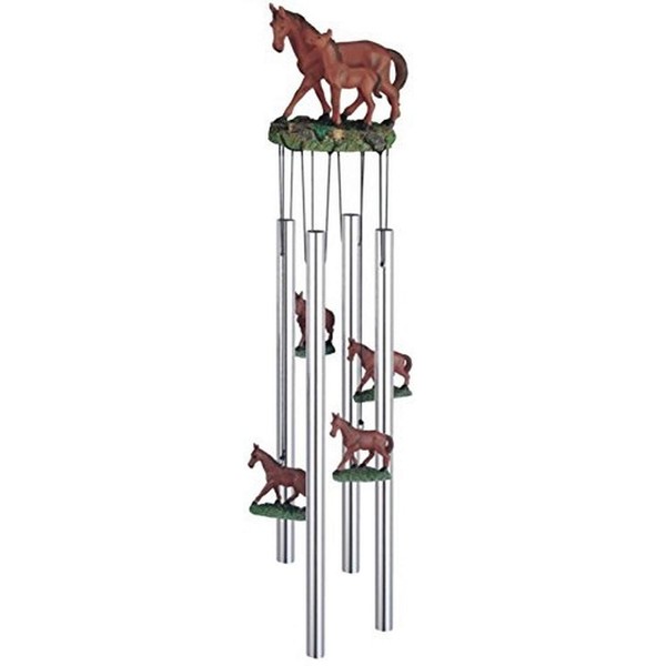 StealStreet SS-G-41939 Wind Chime Round Top Horse with Foal Hanging Garden Porch Decoration