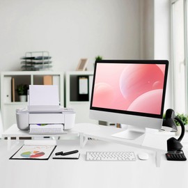 Across-Star Dual-Monitor-Riser-Stand-For-Desk, Large Monitor Stand Riser For 2 Monitors With Adjustable Length Angle, Double Computer Riser For Desktop Organizer, Monitor Shelf Riser