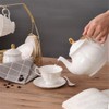 fanquare 15 Pieces Simple White English Ceramic Tea Sets,Tea Pot,Bone