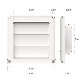Louvered Vent Cover for Exterior Wall Vent Hood Outlet Airflow Vent Dryer Air Vent Exhaust Vent cover Widely Used for Dryers and Houses Wall to Keep Rain, Snow, Wind or Birds