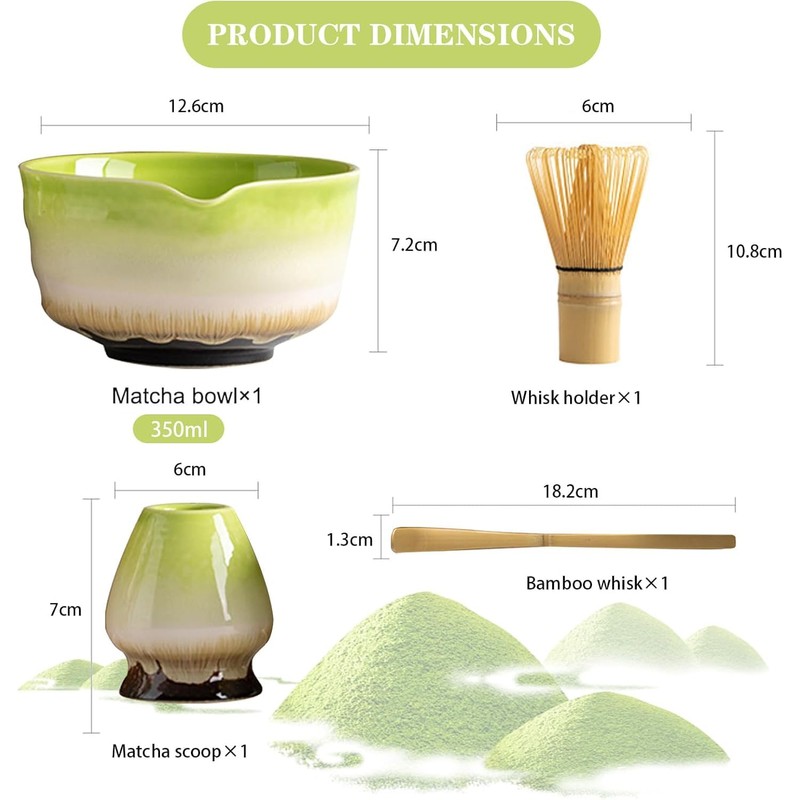 XIULIUU Matcha Tea Set, 4 Pcs Set Matcha Tool, Matcha