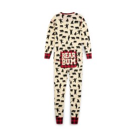 Little Blue House by Hatley Adult Union Suit Sleepwear, Black Bears - Bear Bum, X-Small