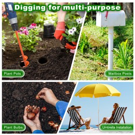 Insaga Auger Drill Bit for Planting 4"x32" Garden Drill Bit, Heavy Duty Auger Post Hole Digger with 3mm Thicker Spiral for Bulbs, Plants, Beach Umbrellas, Fence Posts - Fits 3/8" Hex Drive Drill